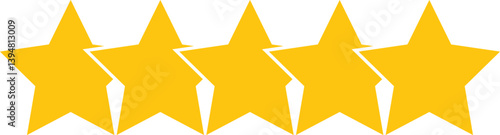 Five Star Rating Icon Vector – Flat Yellow Stars for Customer Reviews, Feedback & Product Ratings