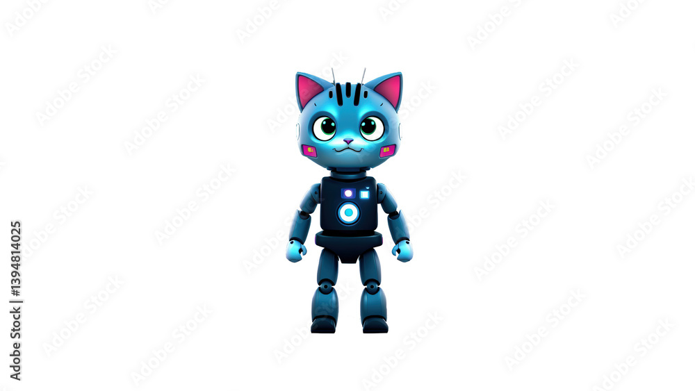 A futuristic blue robotic cat, perfect for tech, cyberpunk, or sci-fi-themed projects. A futuristic blue robotic cat, perfect for tech, cyberpunk, or sci-fi-themed projects.