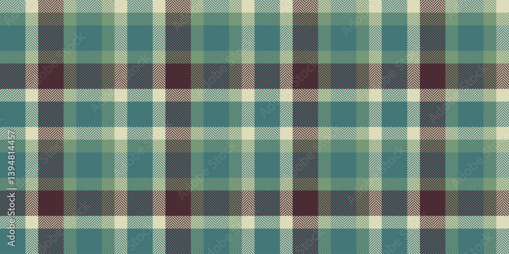 Seamless teal, sage, and burgundy plaid pattern. Perfect for textile design, apparel, website backgrounds, or crafting projects. Evokes a feeling of warmth and rustic charm. Seamless teal, sage, and burgundy plaid pattern. Perfect for textile design, apparel, website backgrounds, or crafting projects. Evokes a feeling of warmth and rustic charm.