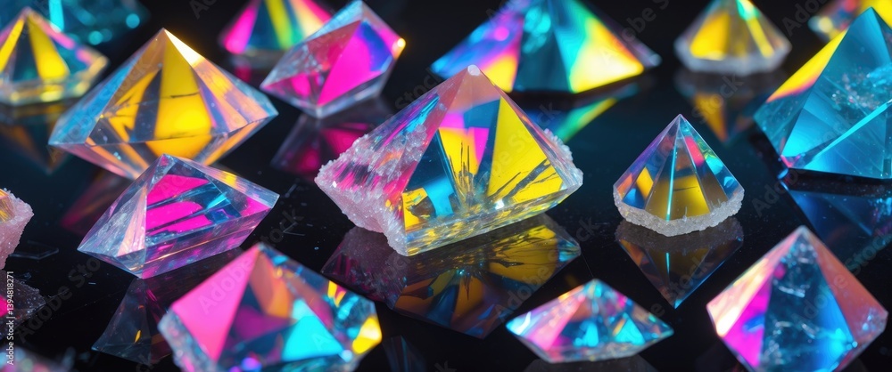 Polarized light microscopy displaying colorful microcrystals