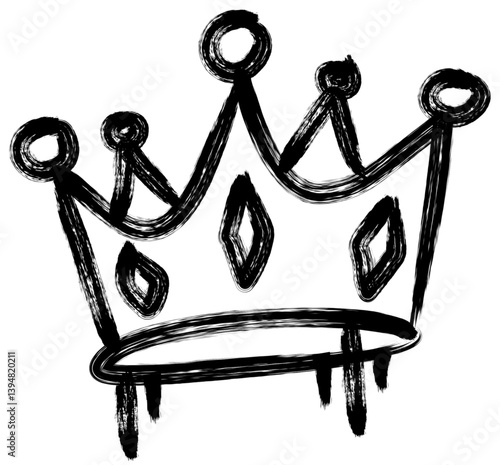 Graffiti Crown Black Ink Hand Drawn Head Accessories in Street Style