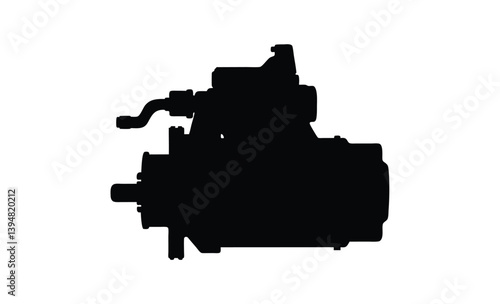 Engine starter motor icon silhouette, Vector Illustration of an Engine Starter Motor Silhouette  