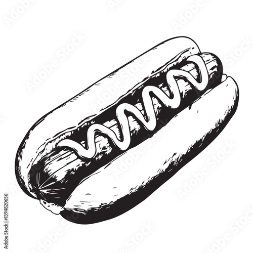 black and white hotdog on a white background, graphics, vector, logo
