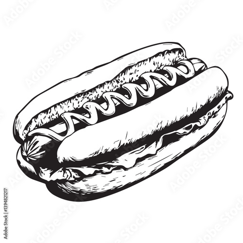 black and white hotdog on a white background, graphics, vector, logo
