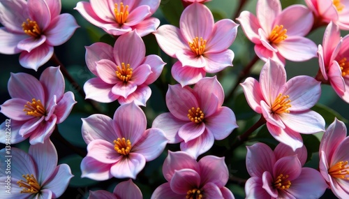 Delicate blossoms arranged in a tessellated hexagonal pattern , design, honeycomb