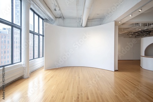 Wallpaper Mural Empty gallery space with large windows and curved white wall Torontodigital.ca