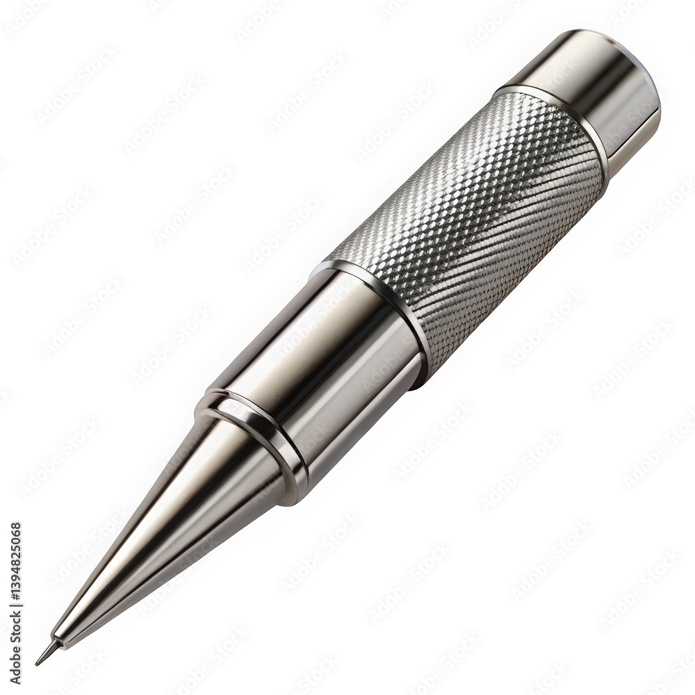 Close-up shot of a sleek metallic pen with a textured grip, beautifully reflecting light. Ideal for showcasing luxury writing instruments. Close-up shot of a sleek metallic pen with a textured grip, beautifully reflecting light. Ideal for showcasing luxury writing instruments.
