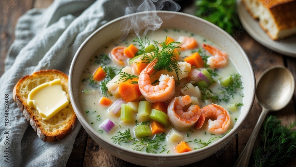 Dill-infused fish soup with cream made at home Dill-infused fish soup with cream made at home