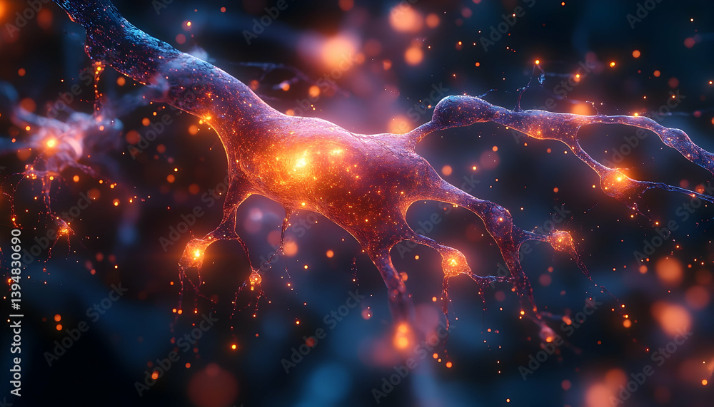 Fototapeta premium Neural network activity microscopic image