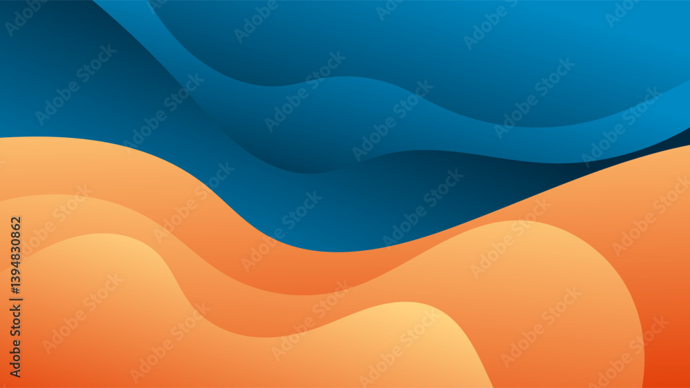 Fototapeta premium ABSTRACT BLURRED BACKGROUND ELEGANT GRADIENT BLUE ORANGE SMOOTH COLOR DESIGN VECTOR TEMPLATE GOOD FOR MODERN WEBSITE, WALLPAPER, COVER DESIGN 