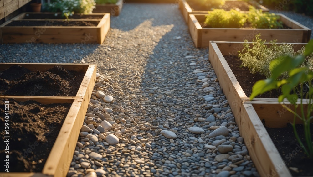 River stones used as shingle for urban garden pathways River stones used as shingle for urban garden pathways