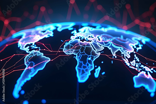 A Dynamic and High Tech Visualization of the Global Stock Exchange in a Futuristic Setting Representing Worldwide Connectivity and Financial Data