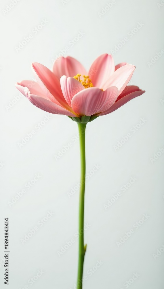 Delicate flower with soft petals on a white background, simplicity, closeup, nature Delicate flower with soft petals on a white background, simplicity, closeup, nature