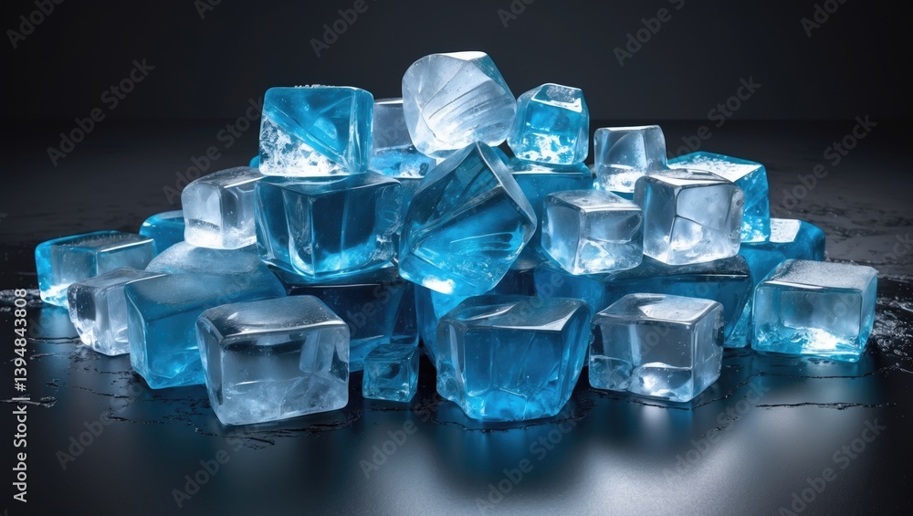 Crushed blue ice cubes on a black backdrop. Crushed blue ice cubes on a black backdrop.