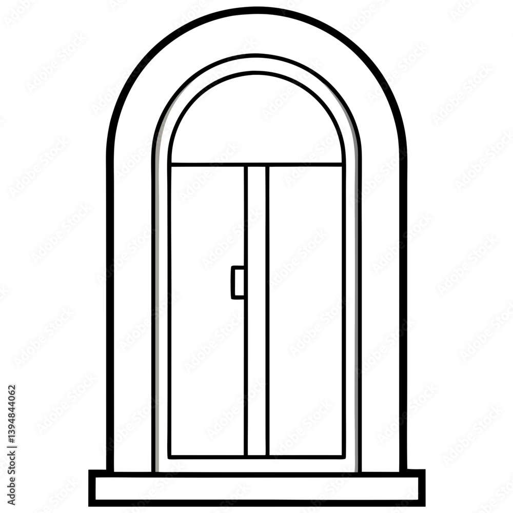 Door on line art silhouette Vector illustration Door on line art silhouette Vector illustration