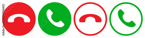 Phone call icon set. Answer and decline call phone button.