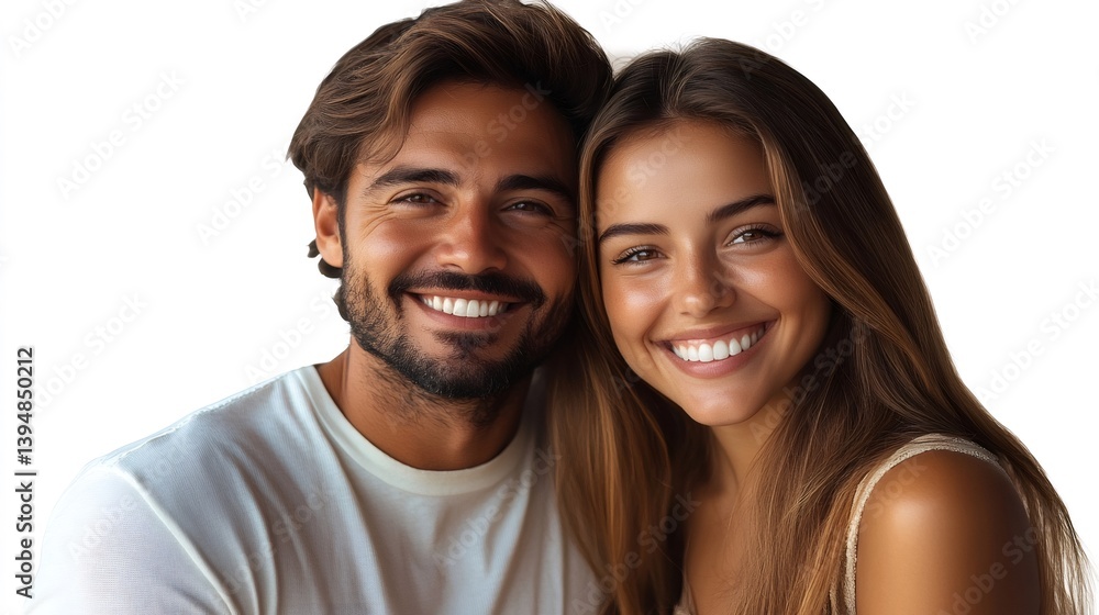 Happy couple smiling and showing perfect white teeth Happy couple smiling and showing perfect white teeth