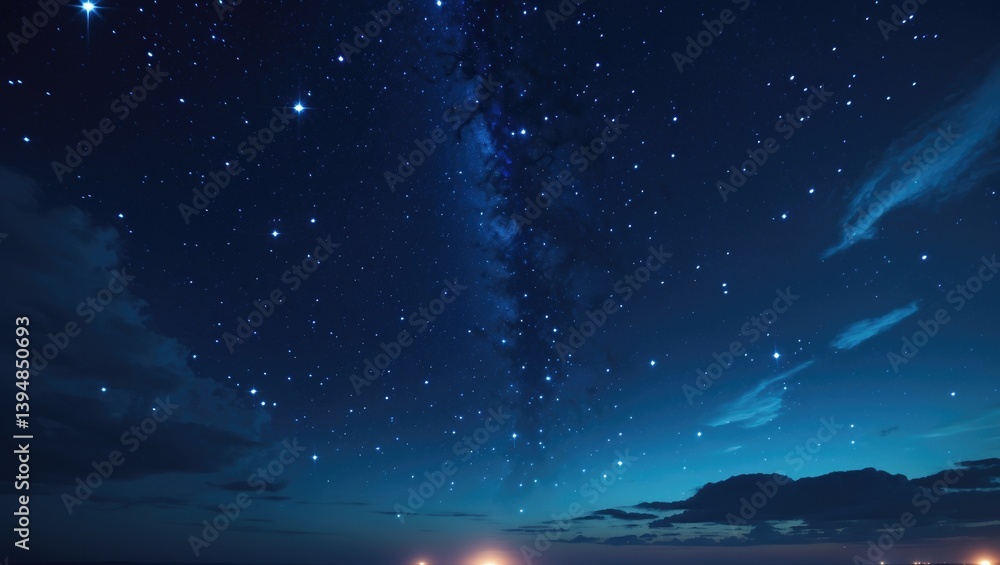 Fototapeta premium Cloudy Night Sky Filled with Stars