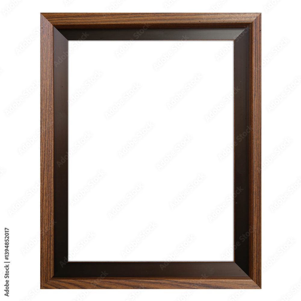 A simple wooden picture frame with a dark inner edge, designed to hold artwork or photographs. A simple wooden picture frame with a dark inner edge, designed to hold artwork or photographs.