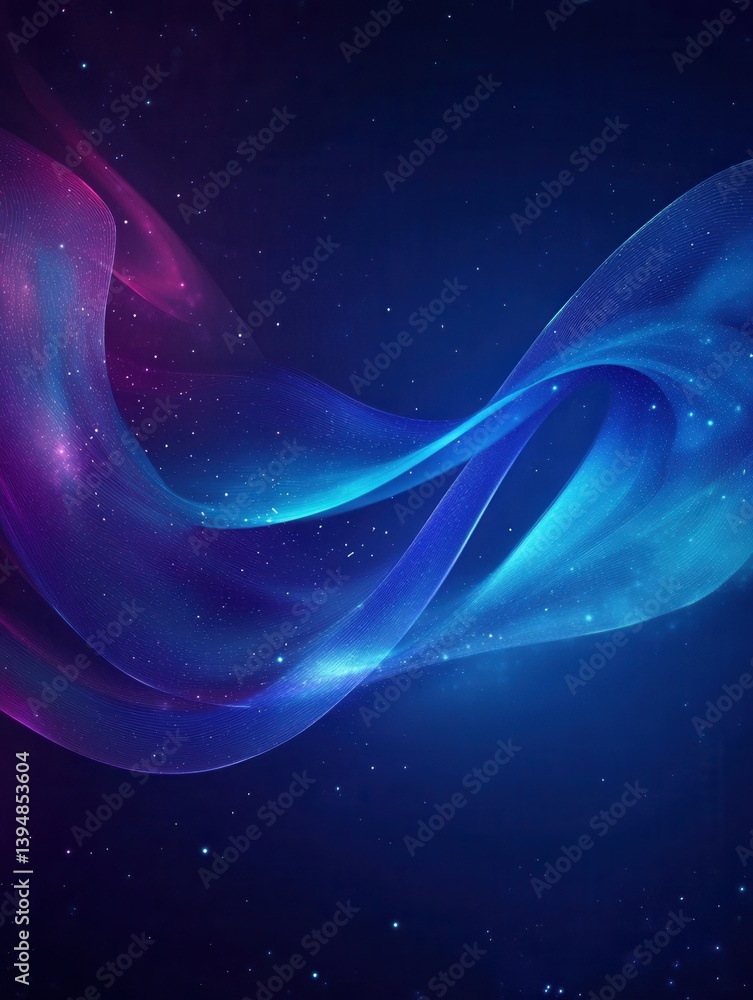 Obraz premium Abstract cosmic wave in deep space with glowing stars and nebula background digital art style for modern technology