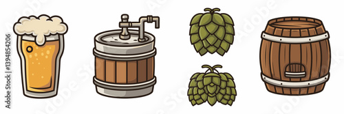 Craft beer vector icons on white background – Ideal for beverage menus, brewery apps, or modern pub branding