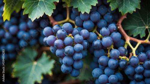 Wallpaper Mural Macro shot of dark blue ripe grapes for red wine production Torontodigital.ca