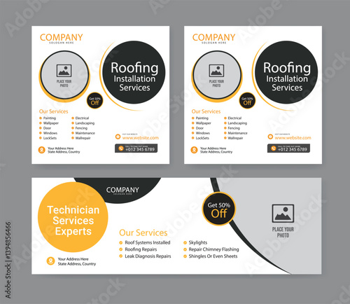 Electrician service flyer template and banner template, Professional electrical service poster and flyer template