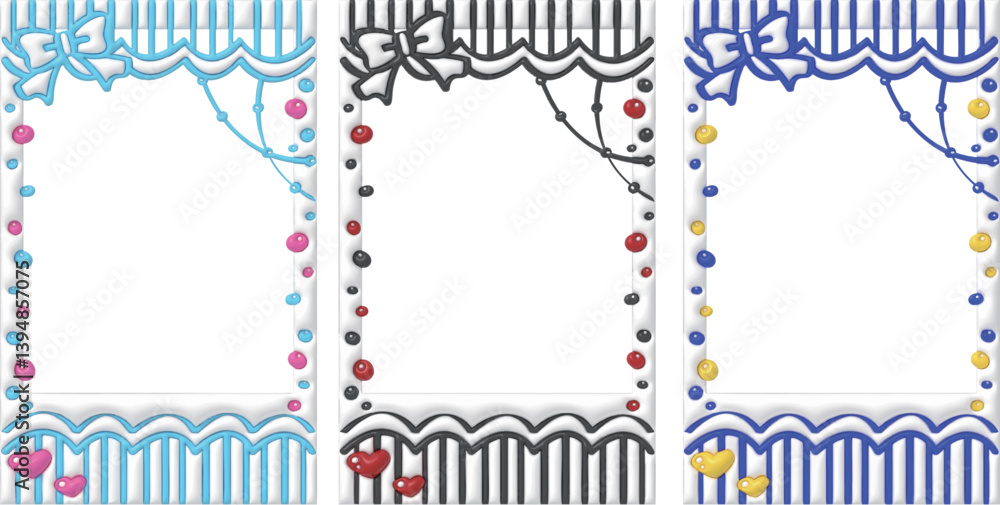 Obraz premium 落書き チェキ ぷっくり デコレーション フレーム カラーバリエーション