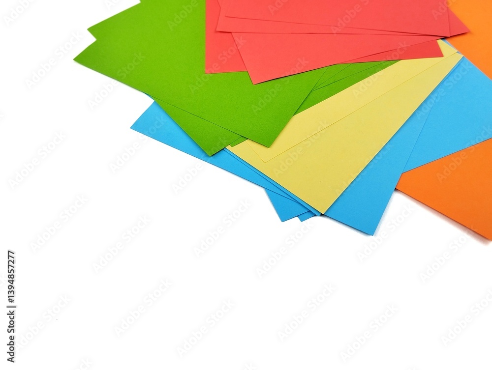 Top view of colourful blank note paper with space for text Top view of colourful blank note paper with space for text