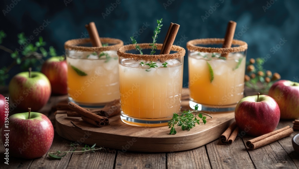 A rustic fall cocktail idea: Apple cider margarita with a brown sugar rim, fresh thyme, and cinnamon A rustic fall cocktail idea: Apple cider margarita with a brown sugar rim, fresh thyme, and cinnamon