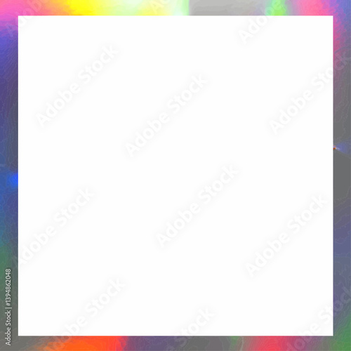 Vibrant holographic frame creating copy space on white background