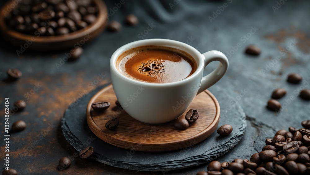 Fototapeta premium Detailed shot of a cup of espresso
