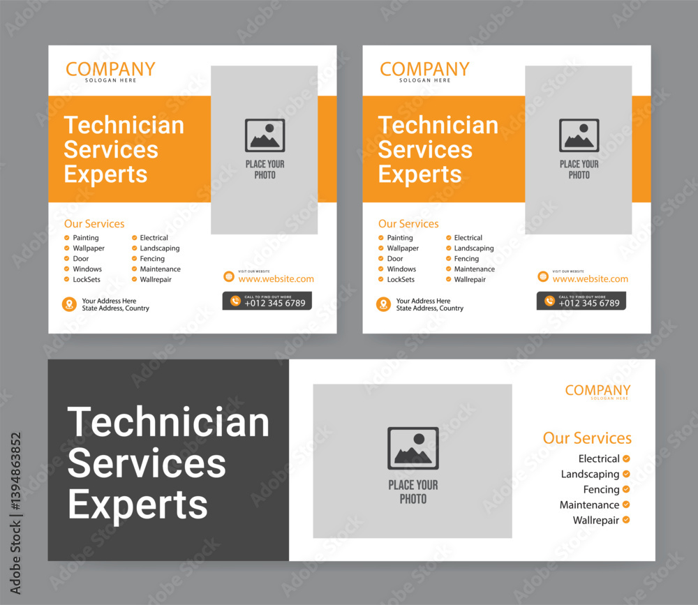 Electrician service flyer template and banner template, Professional electrical service poster and flyer template Electrician service flyer template and banner template, Professional electrical service poster and flyer template