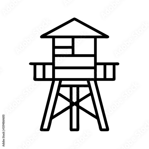 black lifeguard tower outline on white background clip art preview