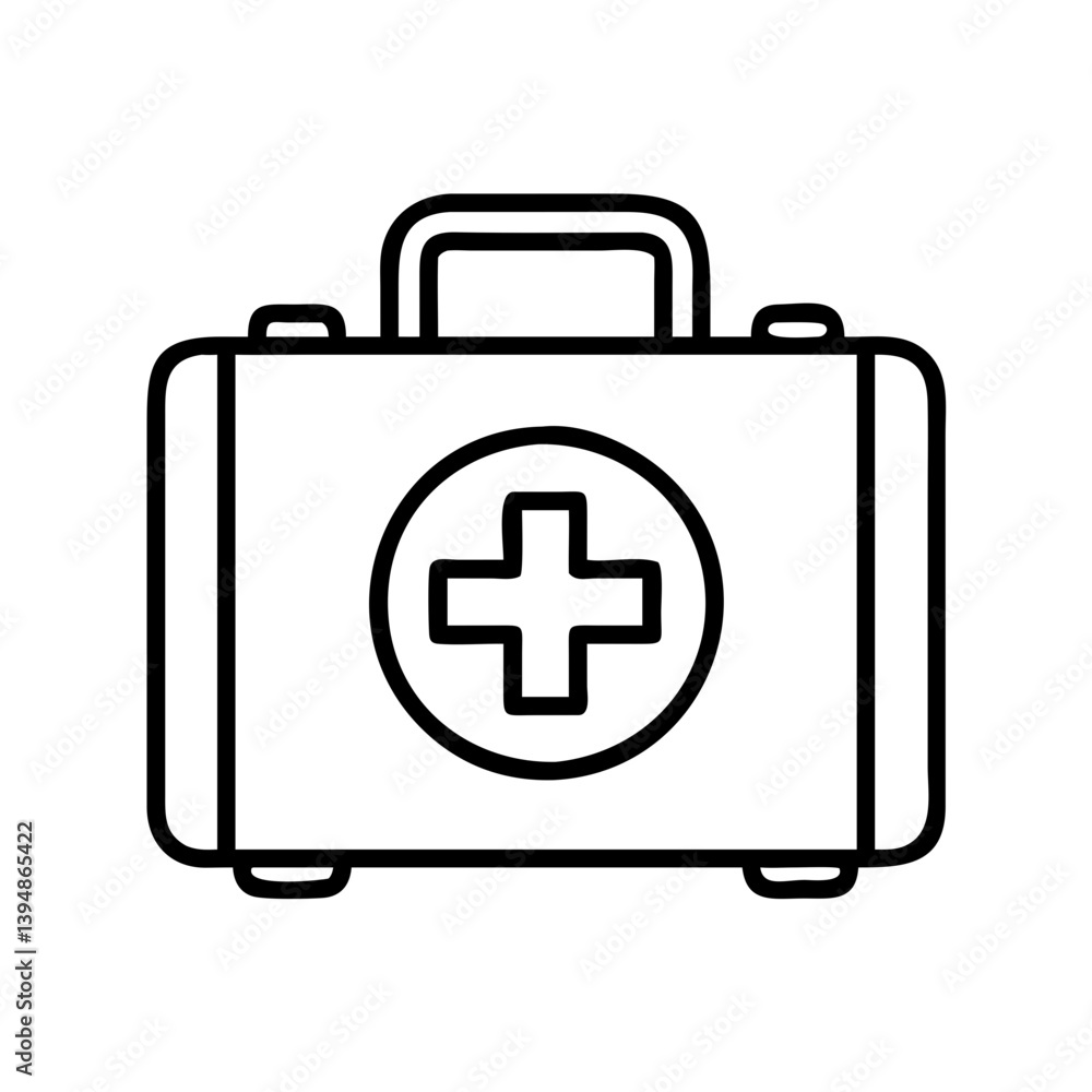 First aid kit medical emergency box healthcare equipment outline vector illustration graphic design element First aid kit medical emergency box healthcare equipment outline vector illustration graphic design element
