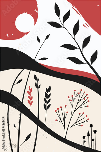 Contemporary composition with multi-layered texture and vibrant color palette for a dynamic visual effect