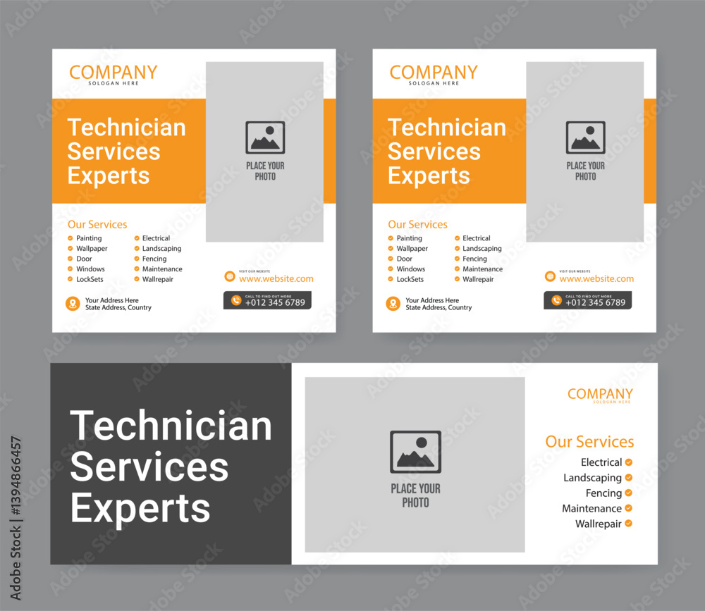 Electrician service flyer template and banner template, Professional electrical service poster and flyer template Electrician service flyer template and banner template, Professional electrical service poster and flyer template