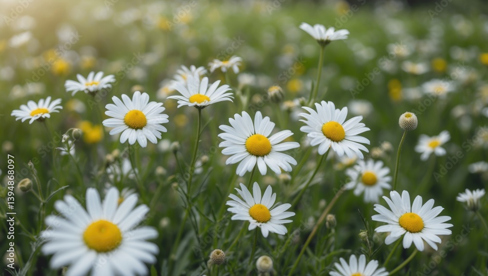 Detailed shot of a chamomile field in bloom. Therapeutic chamomile Detailed shot of a chamomile field in bloom. Therapeutic chamomile