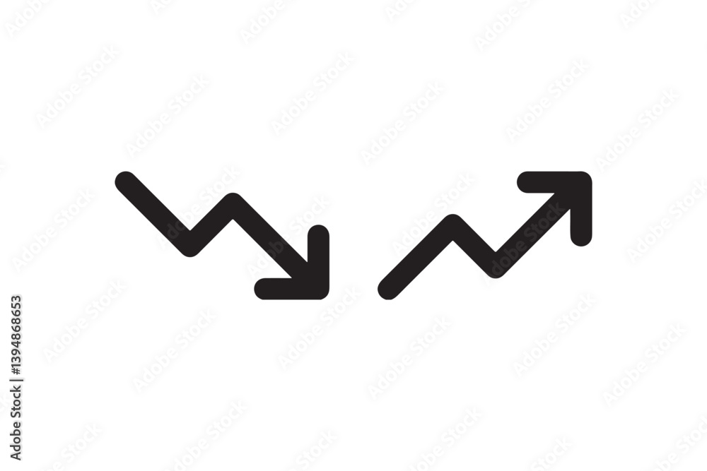 Arrow trend icons showing rise and fall Vector Arrow trend icons showing rise and fall Vector