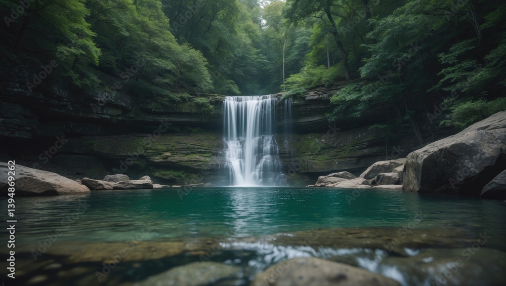 Waterfall in the Deep Forest of National Park Waterfall in the Deep Forest of National Park