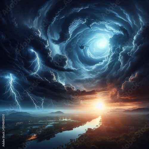 Silence of nature, landscape. AI generated illustration