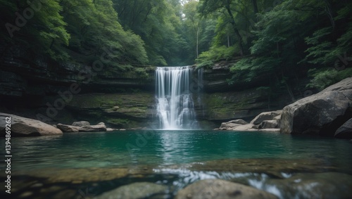 Waterfall in the Deep Forest of National Park