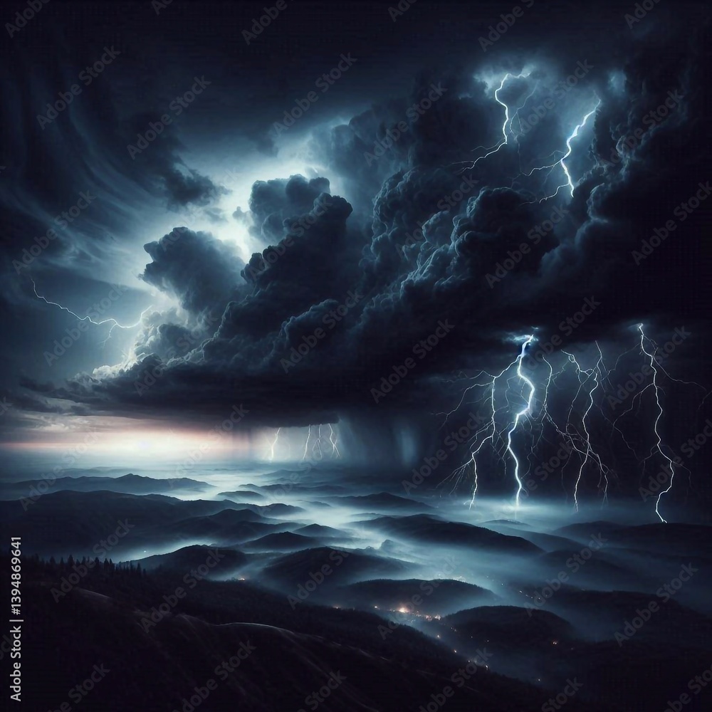 Silence of nature, landscape. AI generated illustration