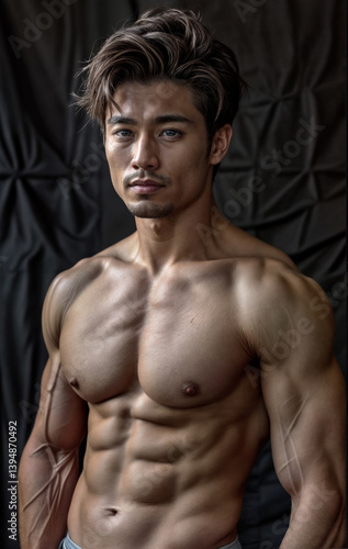 a close-up portrait of a muscular individual