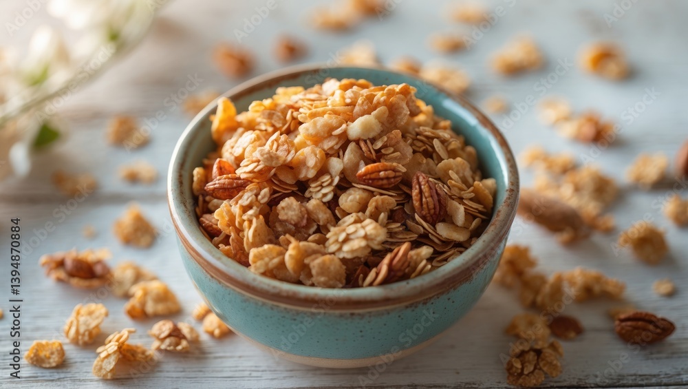 granola served in a bowl granola served in a bowl