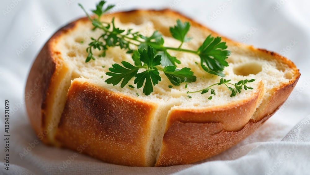 croutons with herbs displayed on a simple background croutons with herbs displayed on a simple background