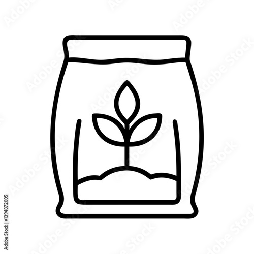 Fertilizer bag icon vector illustration for agriculture and gardening needs in outline style design isolated