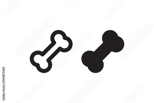 Dog bone icon in outline and filled style Vector