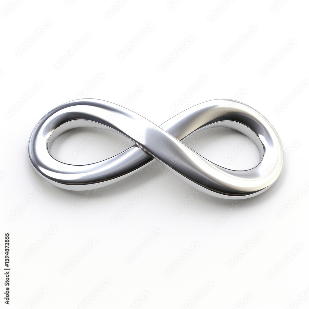 An infinity symbol silver metal white background. An infinity symbol silver metal white background.