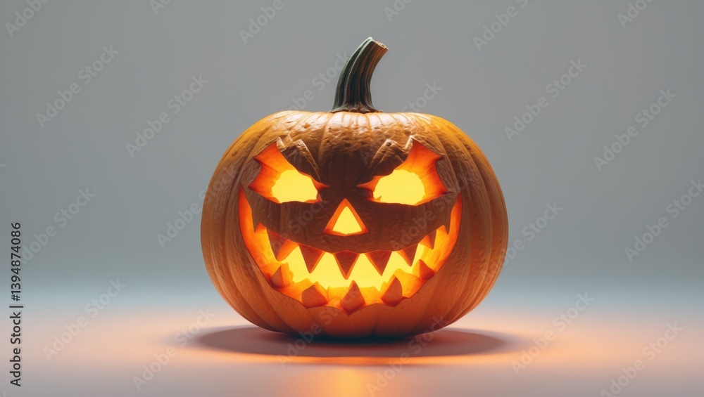 Luminous Halloween Pumpkin against a simple backdrop Luminous Halloween Pumpkin against a simple backdrop